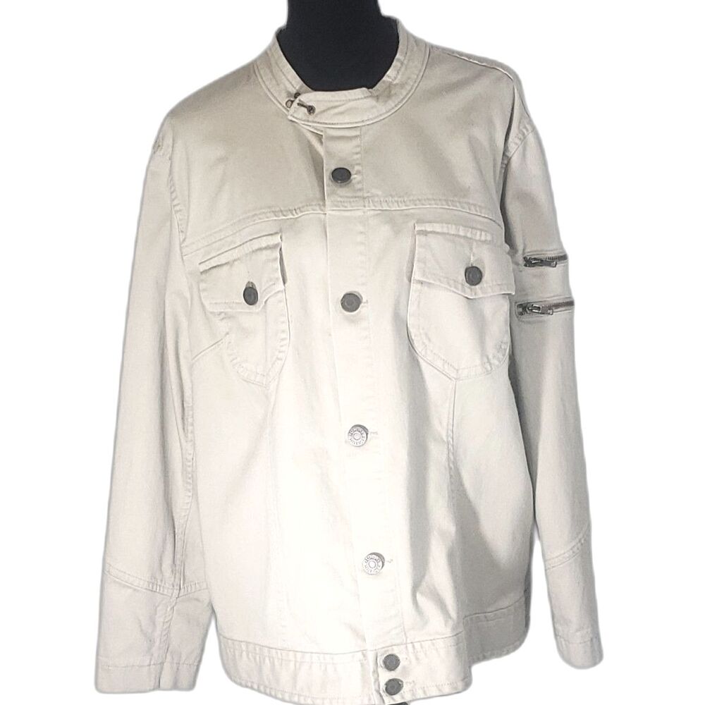 Tommy Hilfiger Women's Tan Chest Pockets Button Up Jacket Size 22